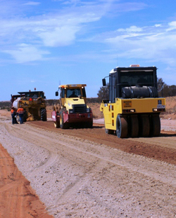 Multi-tyre roller at work